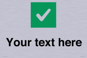 Custom plain background, green square with tick sign